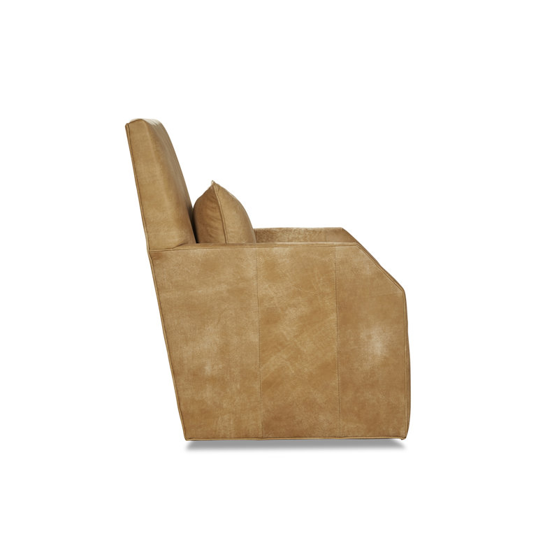 Quincy Leather Swivel Armchair, Asphalt