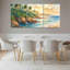 Ensemble de 3 tableaux sur toile représentant un coucher de soleil sur une plage tropicale-1497216112