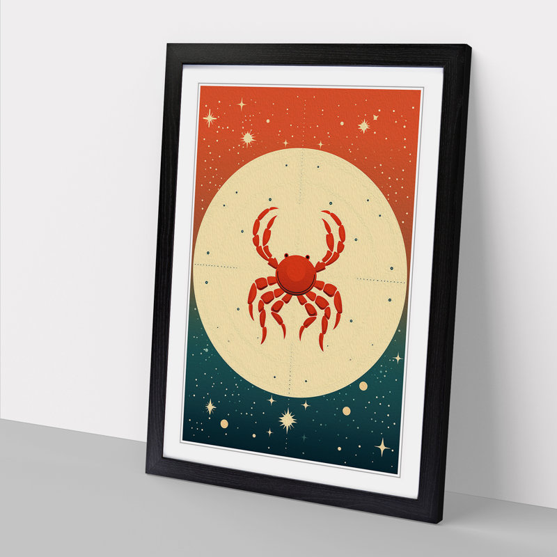 Cancer Zodiac Minimalism - Framed Print, Black Framed, 34cm H x 25cm W x 2cm D