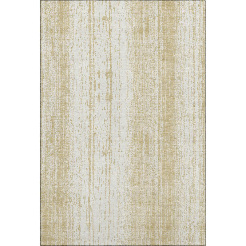 Premium Machine Washable Prisco Gold Rug, Rectangle 3' x 5'