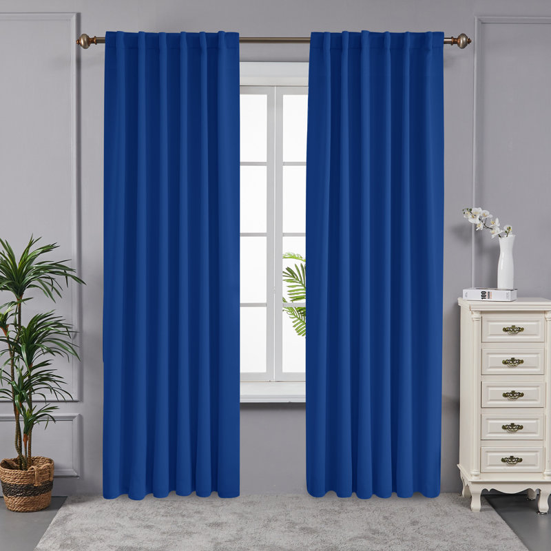 Taburao Back Tab Room Darkening Curtain Pair, 42" W x 72" L, Royal Blue