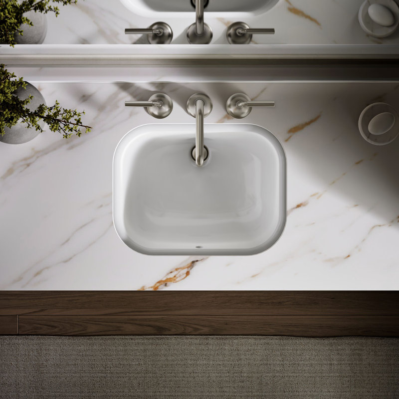 Tahoe Metal Rectangular Undermount Bathroom Sink with Overflow, White