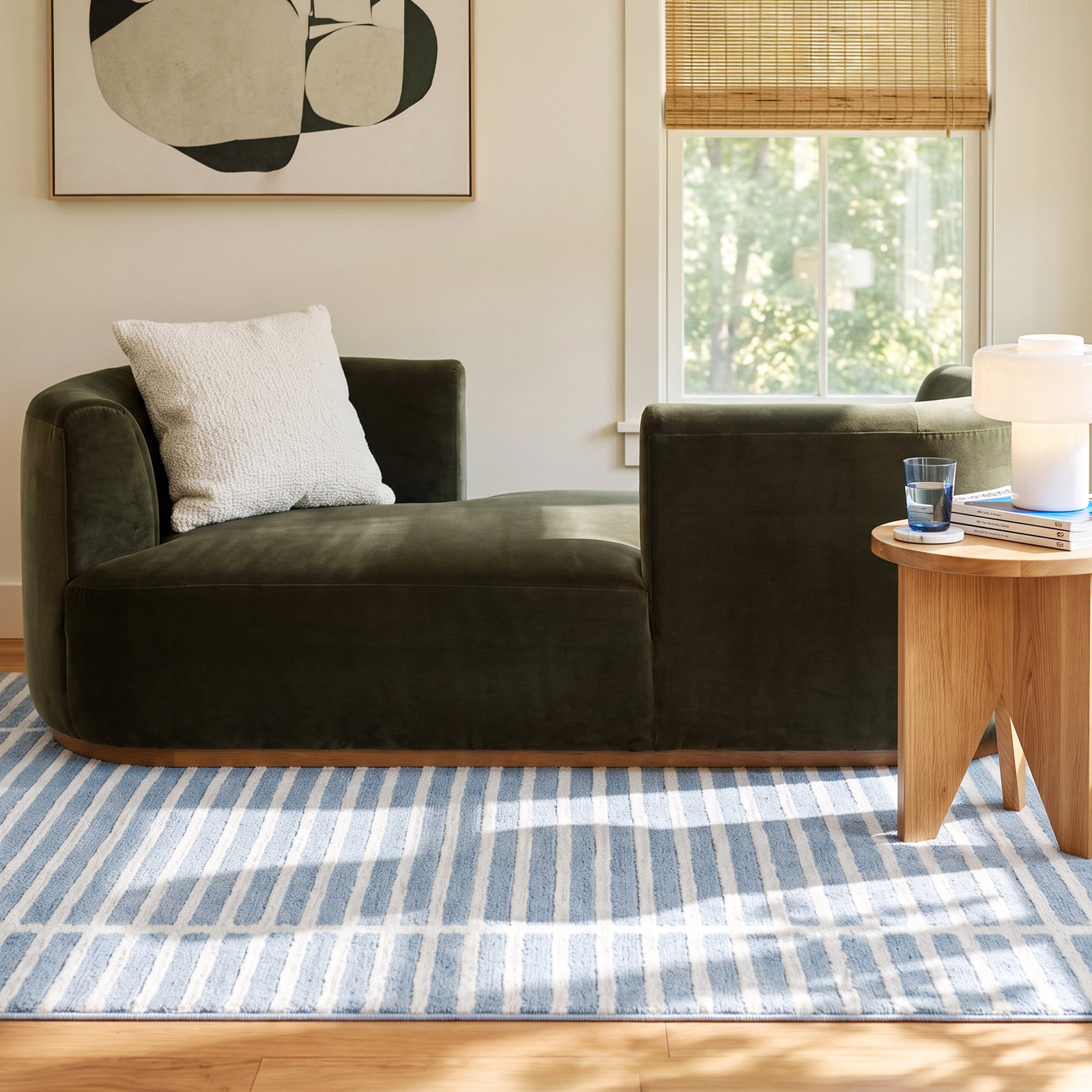 Kal Upholstered Chaise Lounge, Surrey Olive