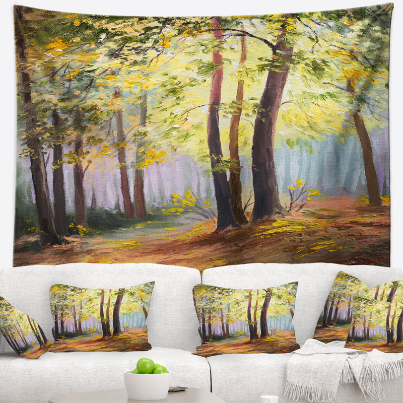 Forêt de printemps paysage avec tapisserie de la lumière du soleil, H 50 po x l 60 po