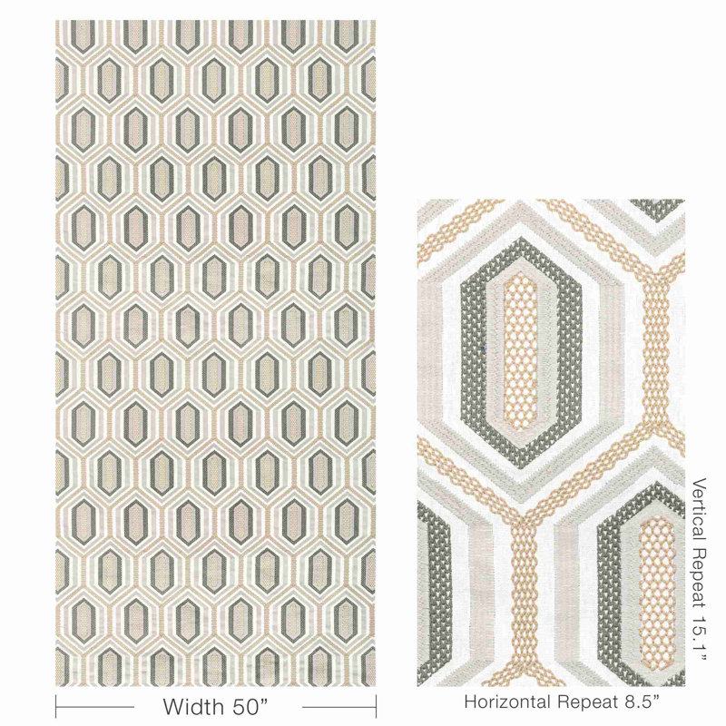 Trad Nouveau Kaleidoscope Emb Fabric, Natural