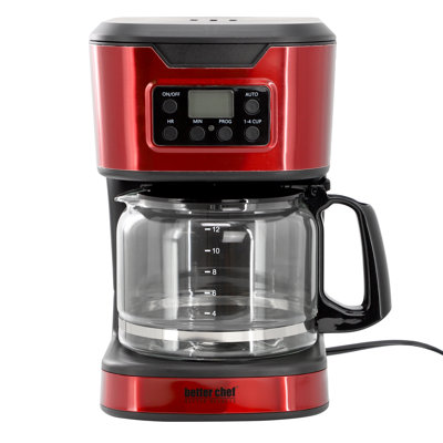 Better Chef 12 Cup Stainless Steel Programmable Coffee Maker In Red