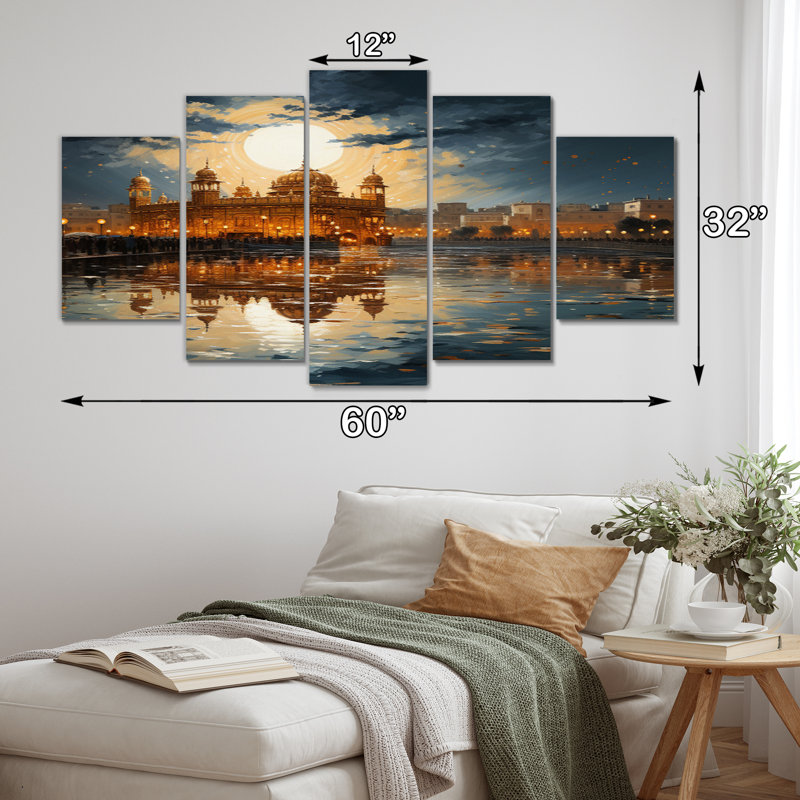 «Hinduisim Golden Temple I» sur toile, reproduction de 5 pièces