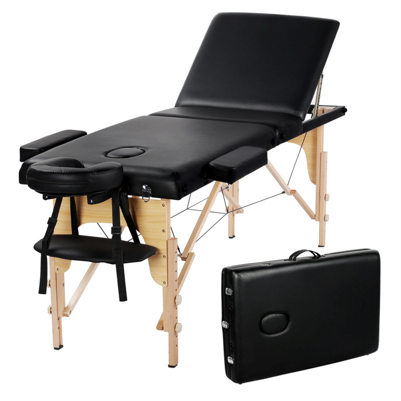 83.9" Rectangular Adjustable Portable Folding Table, Black  Faux Leather