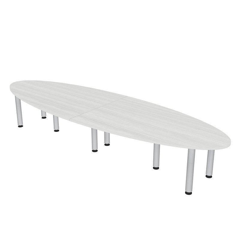 Table de conférence ovale 6 pieds avec pieds, L 30 po x l 120 po x P 48 po, Gris clair, Argent argent