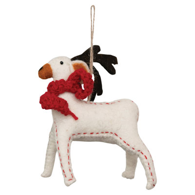 Wool Felt Reindeer with Scarf Ornament