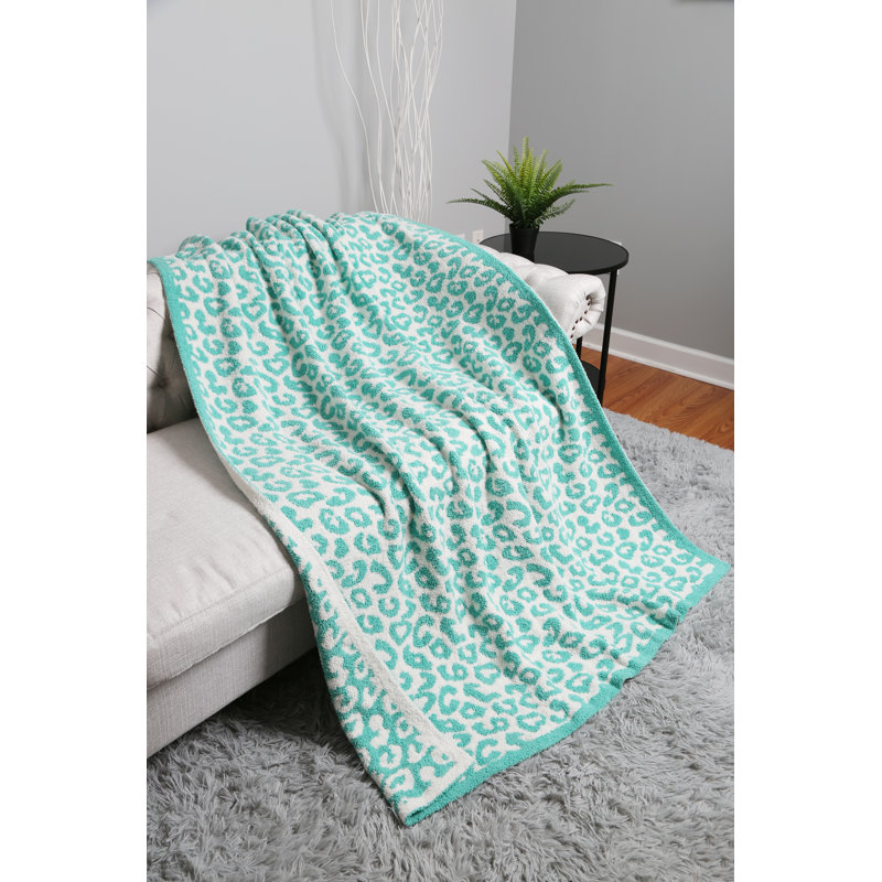 Jeté de luxe à motif léopard, Menthe
