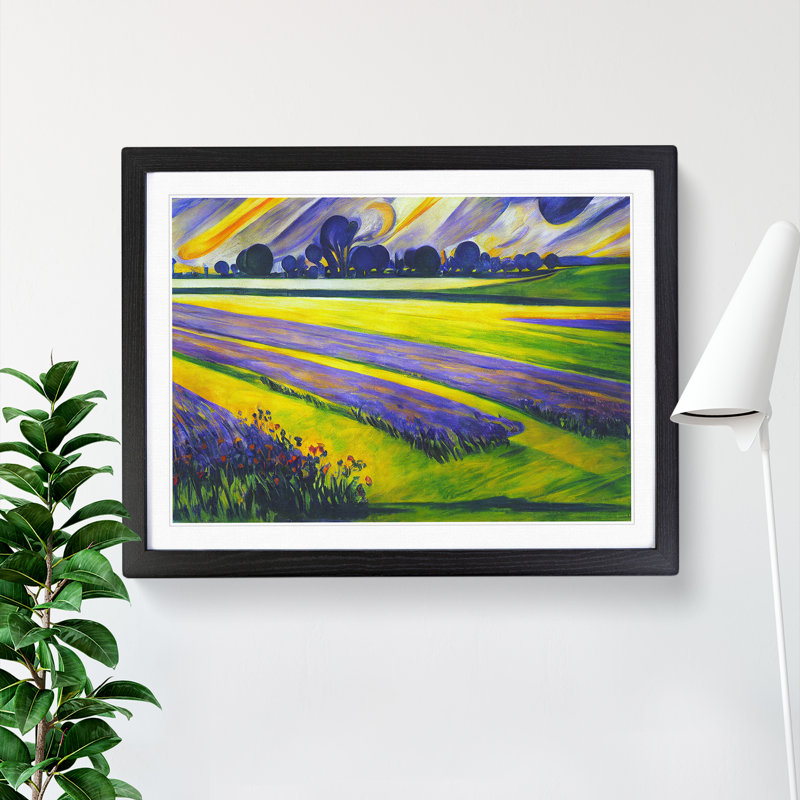 Epic Bluebell Field - Single Picture Frame Print, 46cm H x 64cm W, Black