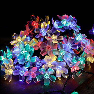 Solar Flower String Lights, 2 Pack 21FT 50LED Solar Fairy Lights Outdoor Waterproof