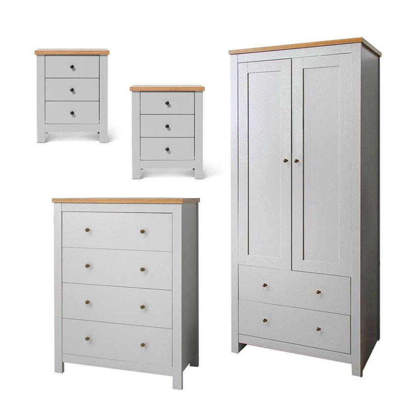 Maryhannah 4 Piece Bedroom Set, Stone Grey