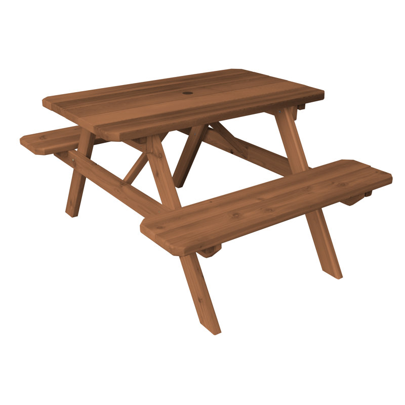 Table de pique-nique rectangulaire, Teinture cèdre, 44 po x 60 po x 30 po