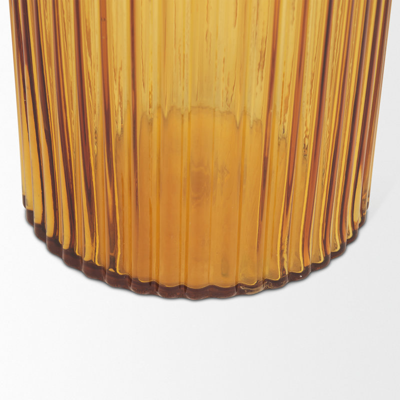 Glass Table Vase, 11.42" H x 6.10" W x 6.10" D" , Amber