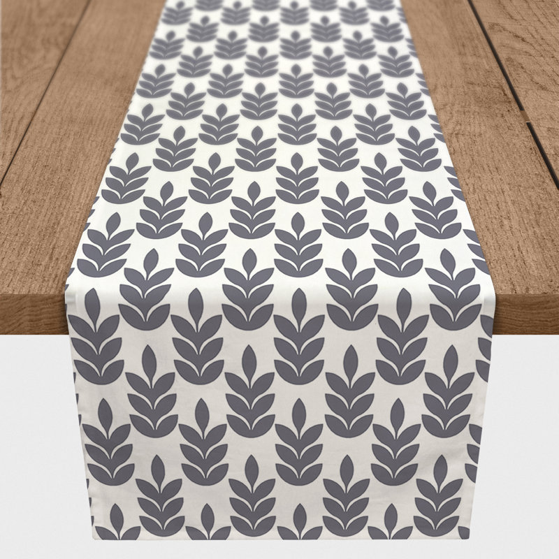 Abirami Floral Table Runner, 90" x 16", Dark Gray