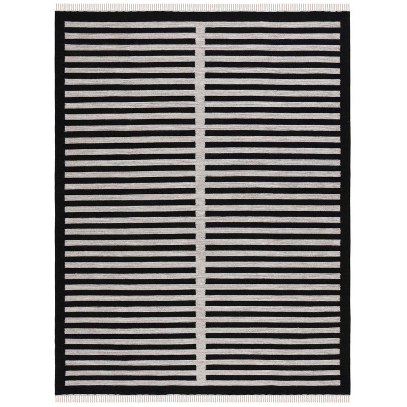 Tapis rayé beige / noir Del Norte Kilim 806, Rectangle 6 pi x 9 pi