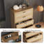 Commode haute pour chambre à coucher, commode en bois avec accents en rotin, commode de rangement verticale pour vestibule de salon-1369591717
