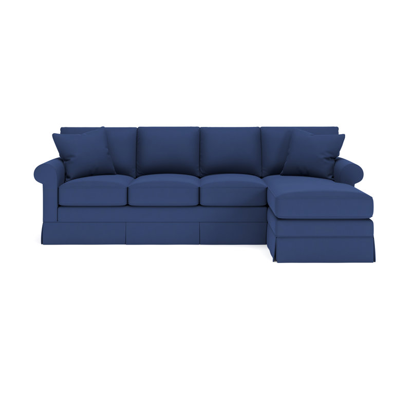 Friedman 2 - Piece Upholstered Sleeper Sectional, Right Hand Facing, Canvas Navy Sunbrella® Canvas