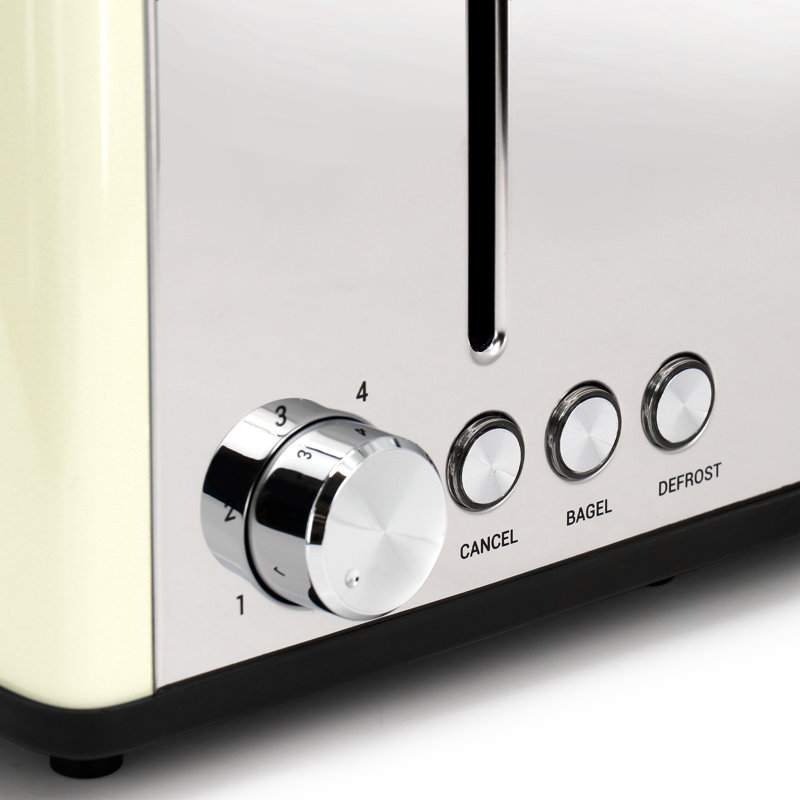 Redmond 4-Slice Extra Wide Slot 1650W Stainless Steel Toaster in Light Blue, Cream