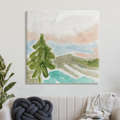 Arbre, forêt, paysage, abstrait, lac, chaîne de montagnes