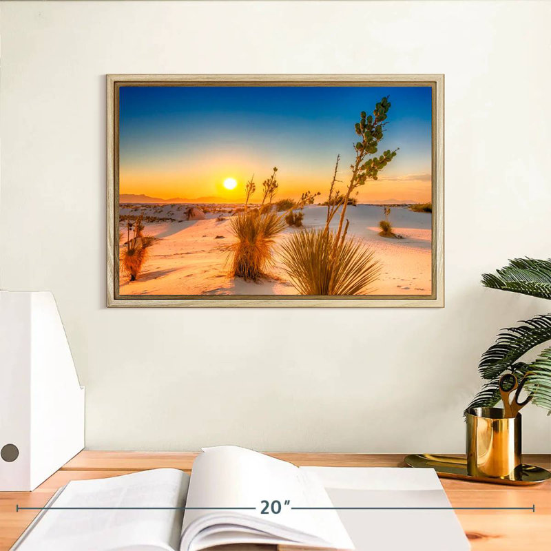 Coucher de soleil White Sands, Cadre flottant en bois naturel, 13 po x 9 po