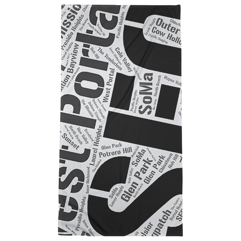 Bath Towel, Black, San Francisco, Poly/Cotton