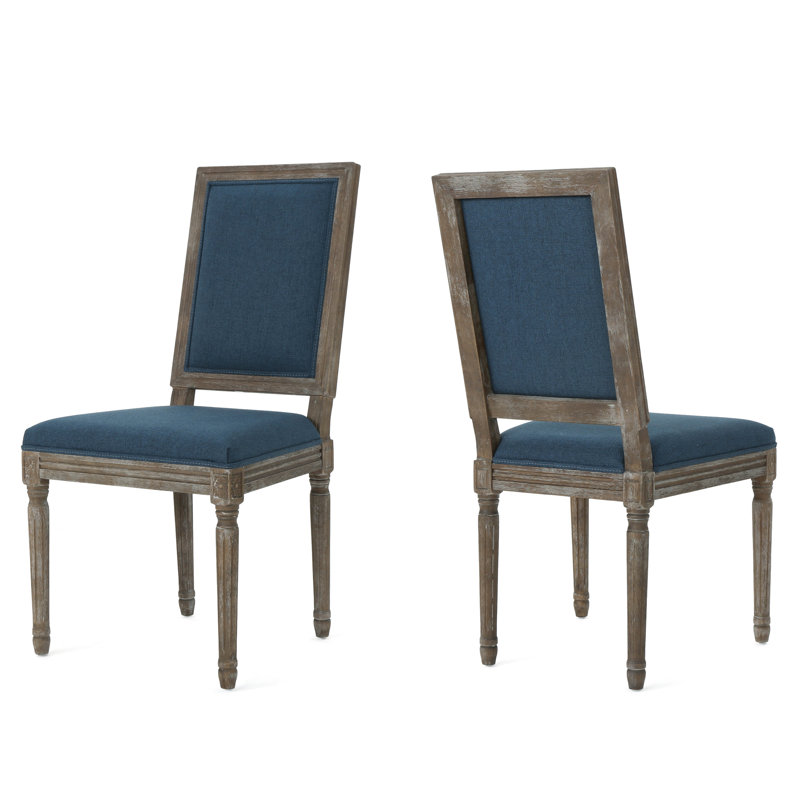 Chaises de salle à manger en tissu bleu marine - de 2, aspect élégant 2 po avec revêtement, Marine