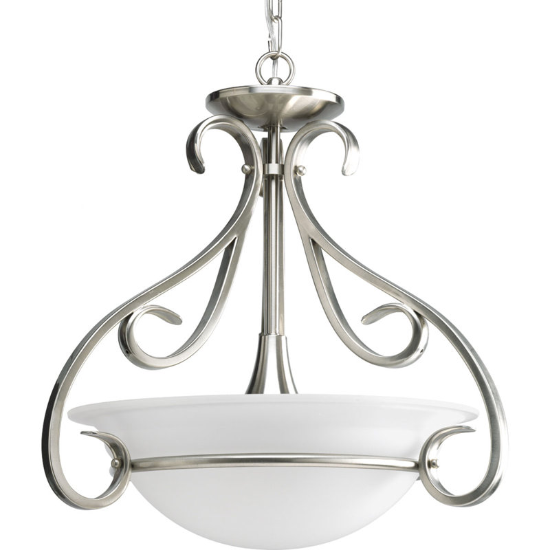 Brushed Nickel 3-Light Pendant with Etched Glass Bowl
