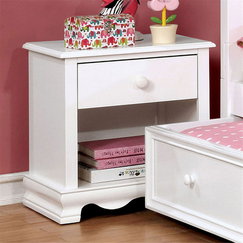 Wooden Nightstand With Bottom Open Shelf
