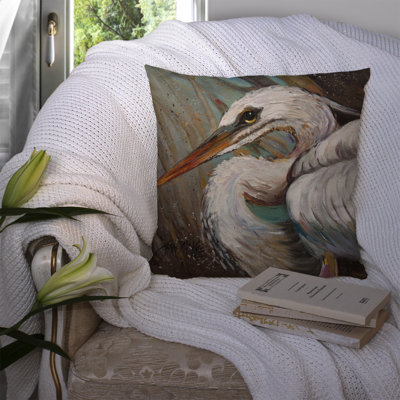 White Egret Outdoor Reversible Throw Pillow