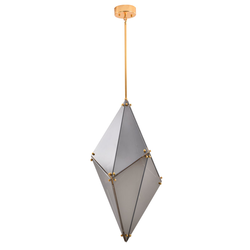 Modern 9 Light Geometric Smoke Glass Pendant, 11.8" H x 22.8" W x 11.8" D