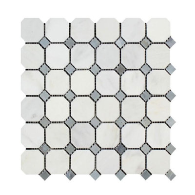 Marble Octagon and Dot Mosaic Wall & Floor Tile
