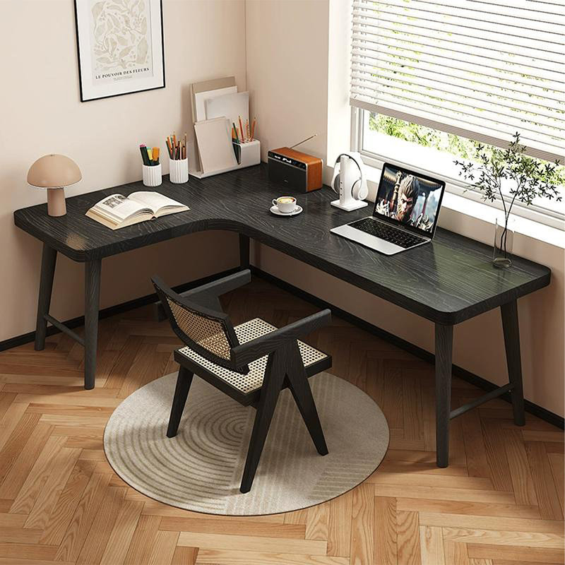 Black Rectangular Solid Wood desks, 29.53" H x 55.12" W x 39.37" D, Left Hand Return