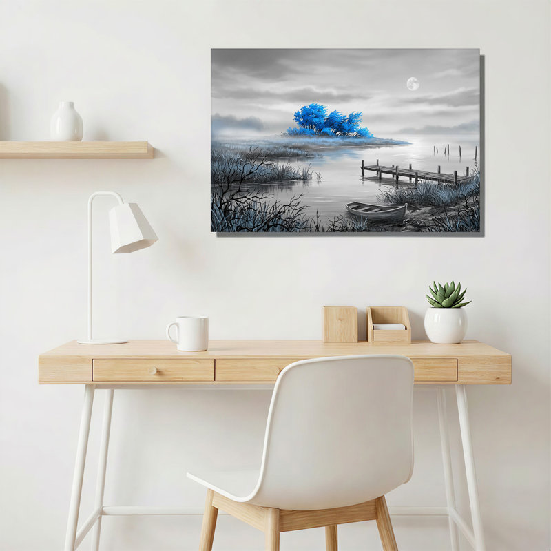 Art mural sur toile Moonlit Lake, H 20 po x l 30 po