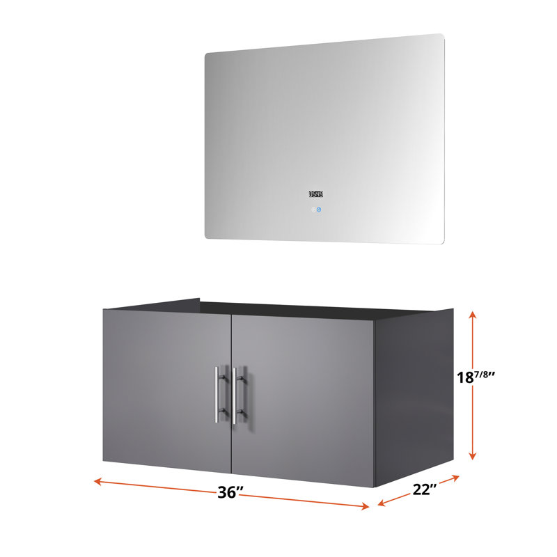 Dark Grey 36 In. Bath Vanity With Led Mirror - Spacious Storage Heart Fully Assembled Variety W X 22 D For Profuse Availability Simple Assembly Mode