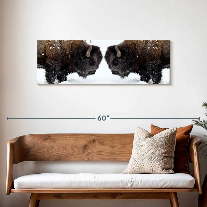 Bison Clash Canvas Print, 15" H x 45" W x 1.25" D