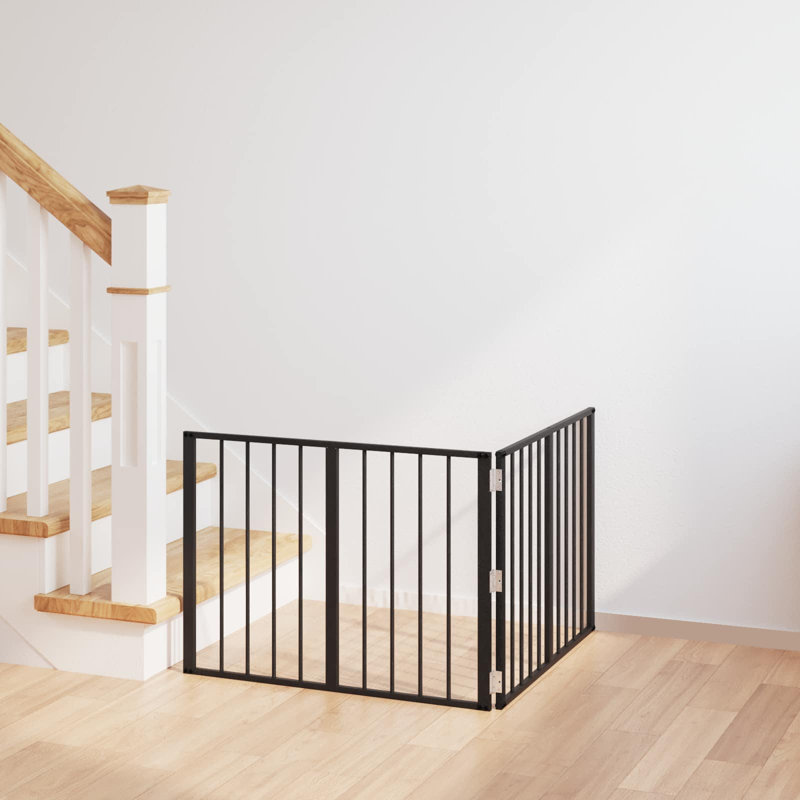 Galvanised Steel Free Standing Pet Gate, 60cm H x 160.5cm W x 1.5cm D