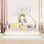 Lit simple en bois avec tête de lit en forme de maison, blanc-608216376-608216378