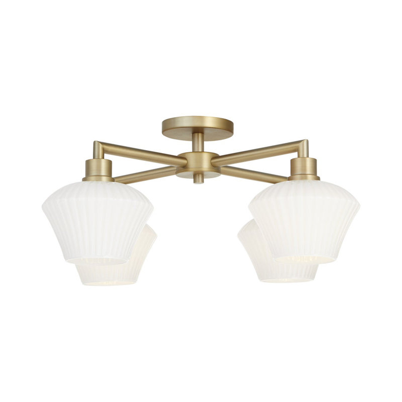 Monsita Glass Semi Flush Mount, Antique Brass