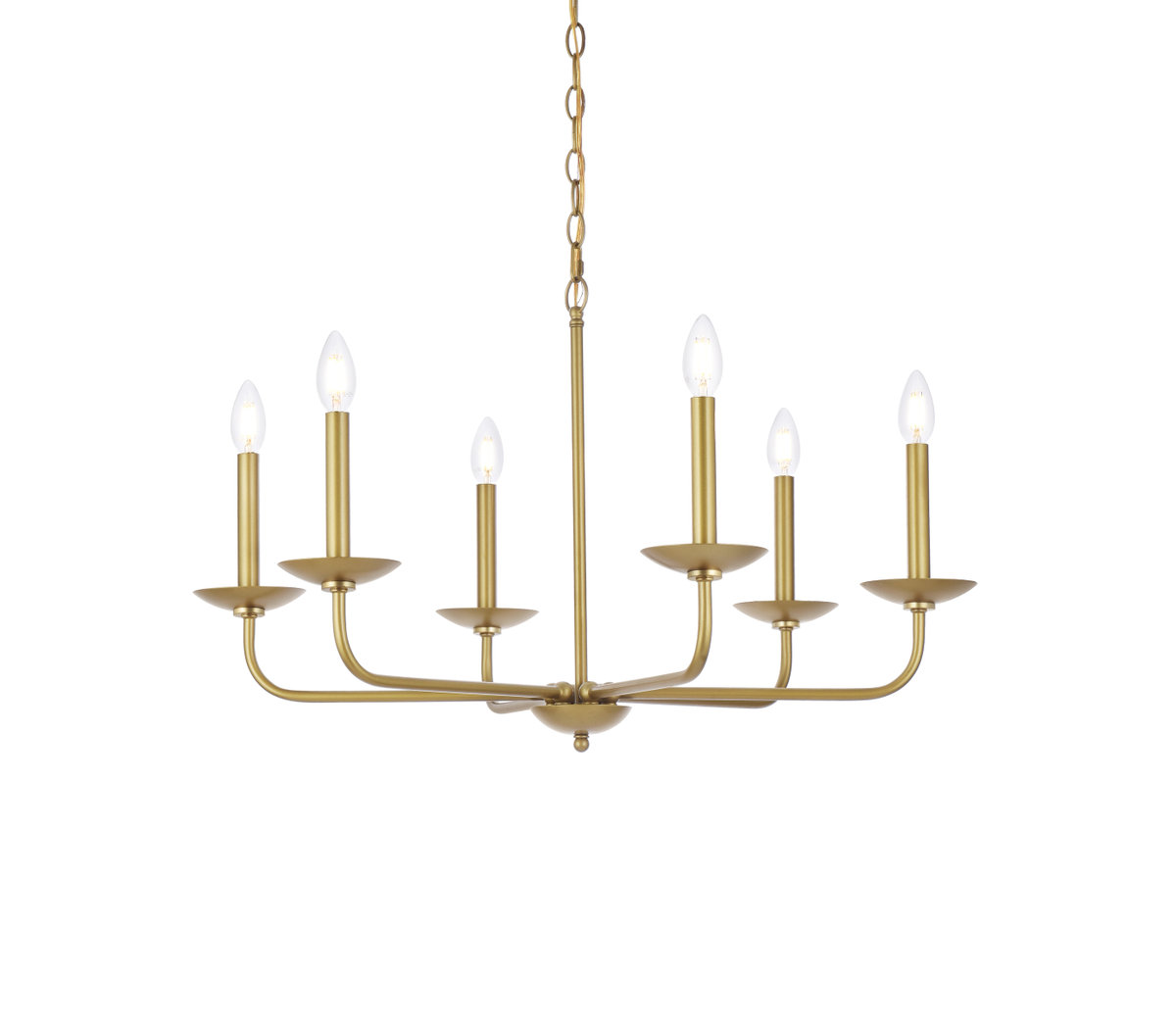 Baltray 6 - Light Candle Style Classic/Traditional Chandelier, Brass, 18.5" H x 30" W x 30" D