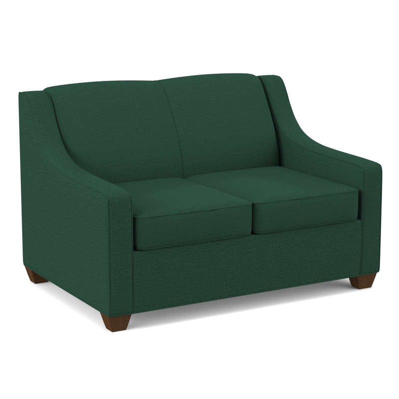 Phillips 52" Square Arm Loveseat with Reversible Cushions, Montana Walnut, Antic Jade