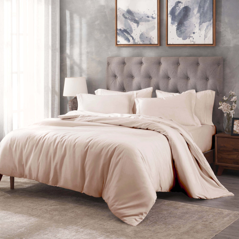Lunete Egyptian Cotton Blend Modern & Contemporary Duvet Cover Set, Pink, Twin Duvet cover + 1 Pillow Sham