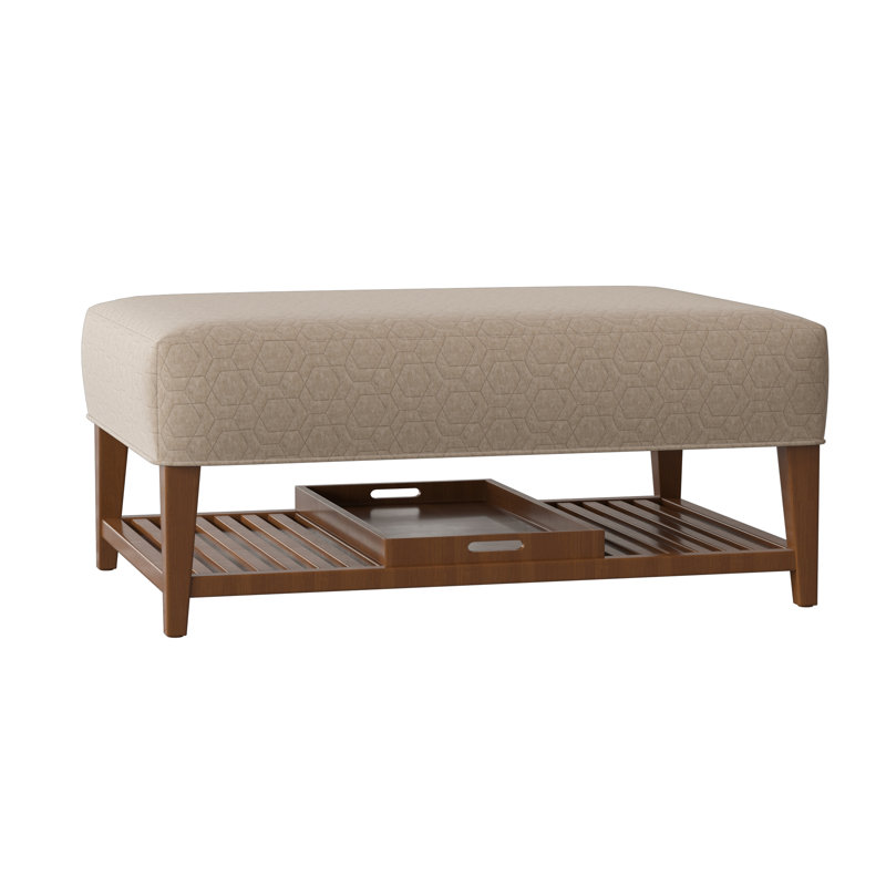 Carly Ottoman, Peyton Navy Performance Twill, Pecan