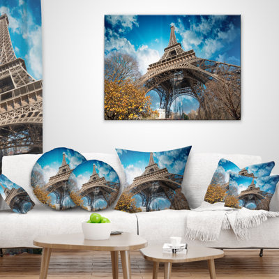 Paris Paris Eiffel Towerand Paris Sky View Cityscape Pillow