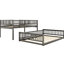 Lit double superposé au-dessus d'un grand lit double gris - Supporte les matelas sans glissières avec barrières de sécurité pour éviter les accidents pendant le sommeil