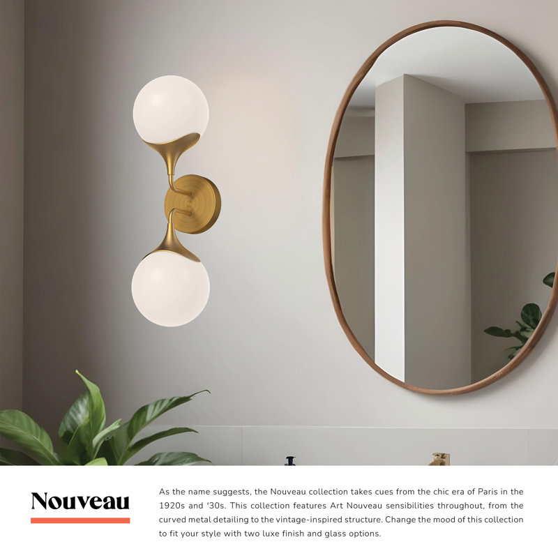 Nedra 2 Light Vanity Light, Aged Gold