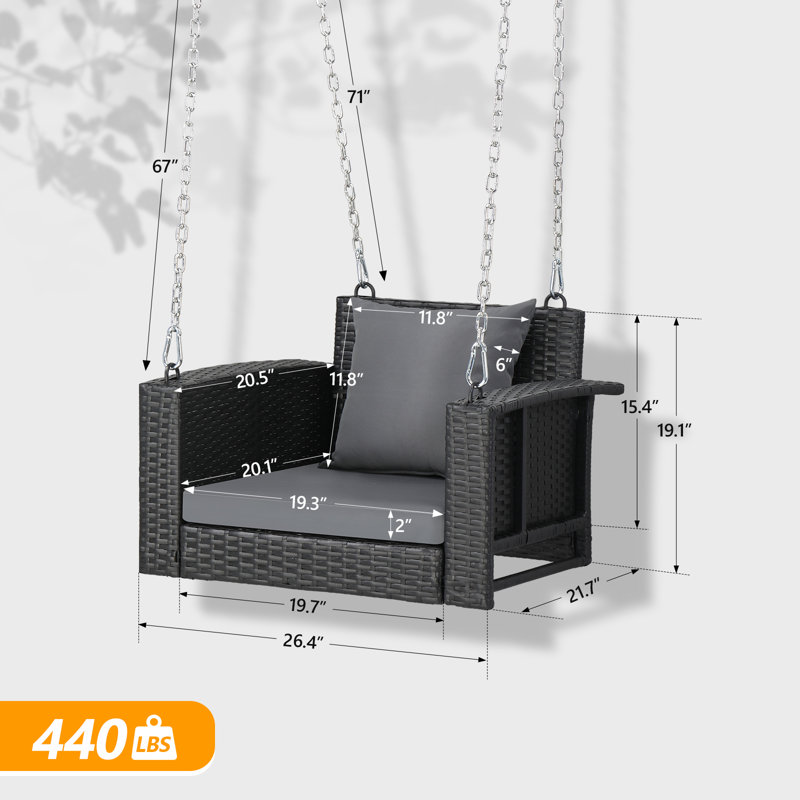 Royst Porch Swing, Black, Gray