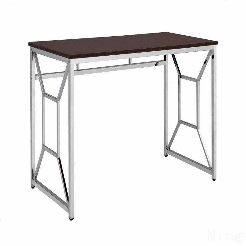 Martha Office Workspace Desk, Brown MDF/Chrome